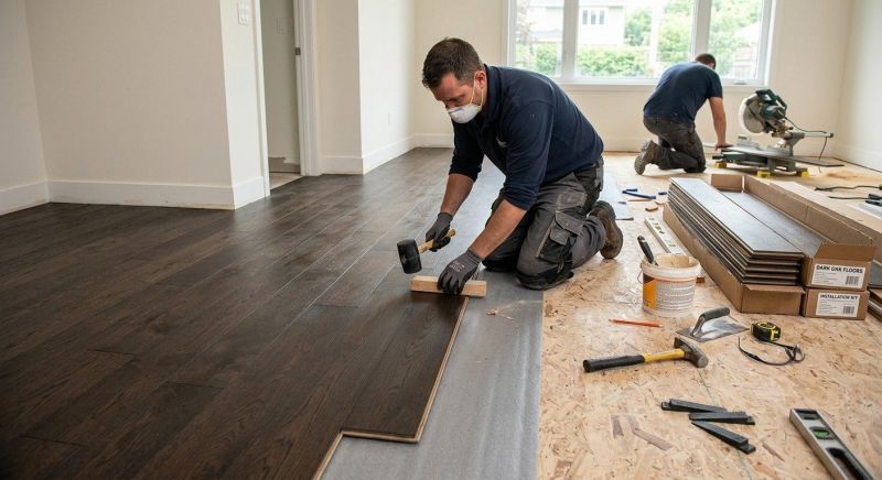Dark Wood Floor Installation in Ocean City, MD